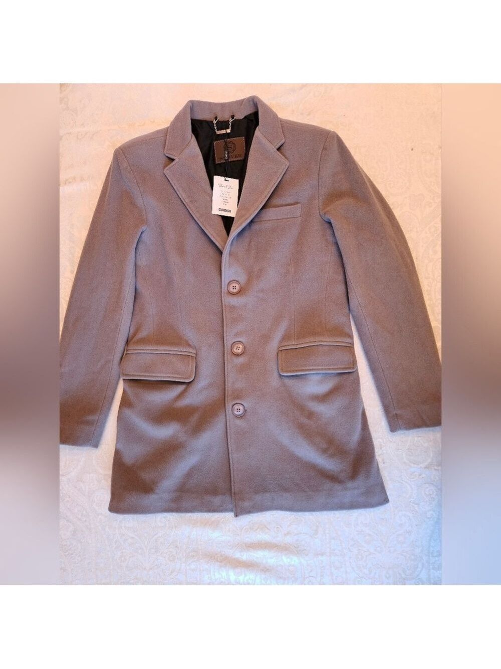 Men's Wool Coat Grey, Button Up, Warm, 80% Turkish Wool, Medium, Snover, NWT